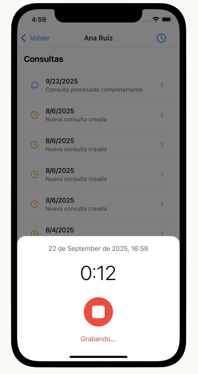 Pantalla de la aplicación Calíape mostrando la lista de pacientes